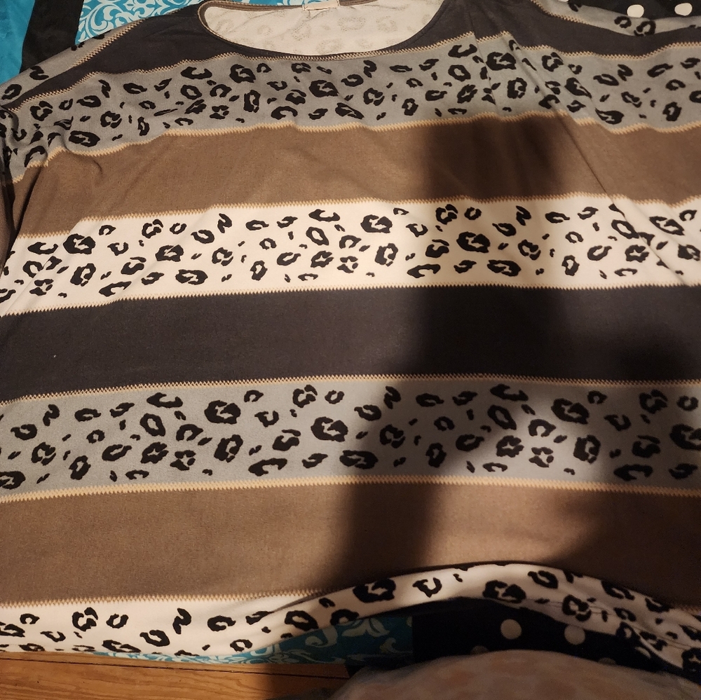 Stripe and leopard print tunic